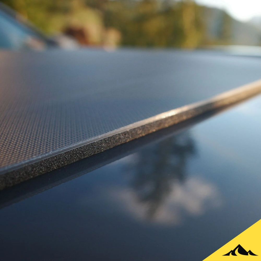 Close-up of the solarclasp technology for the cascadia 4x4 vss system 2.0. Solar panel cooling