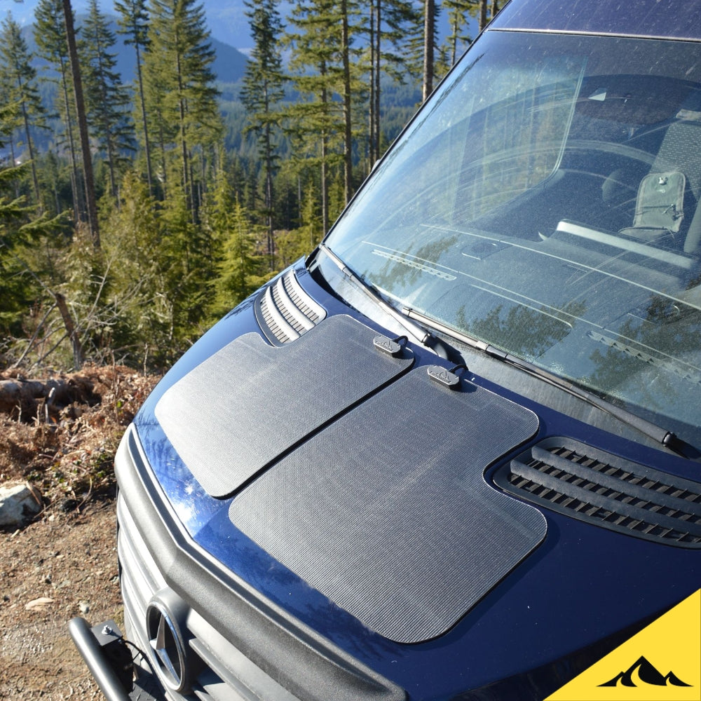 Hood solar panel by cascadia 4x4 for the mercedes-benz sprinter van. Perfect for van life. 